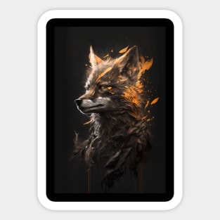 Wolf Portrait Animal Nature Wildlife Dark Painting Wild Spirit Sticker